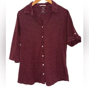 Cutter & Buck Burgundy Striped Button-Down BUNDLE
